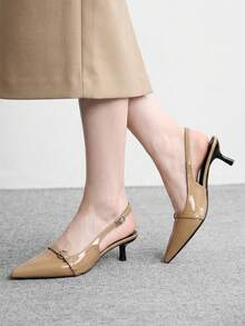 CUCCOO BIZCHIC Women's Shoes Pointed Toe Kitten And High Heel Shoes - Khaki - View 4