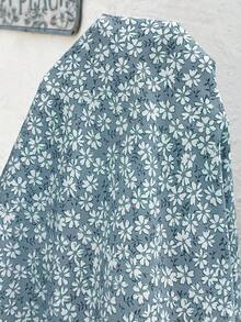 SHEIN 夏季孕妇休闲碎花V领连衣裙 - 藍色 - 查看 3