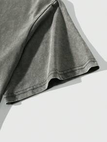 ROMWE MEN Goth Kaos Lengan Pendek Bermotif Gaya Jalanan Pria - Timbal berwarna abu-abu - View 5
