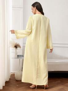 SHEIN Najma Women's Elegant Embroidered Arabic Style Evening Dress - Yellow - View 2