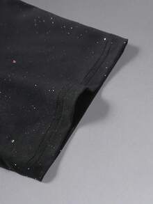 BATMAN X SHEIN Manfinity EMRG Áo thun nam cổ tròn in chữ, đa năng, thời trang, đính sequin lấp lánh. - màu đen - Xem 4