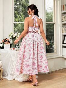 FleurLily Plus Size Square Neck Sleeveless Ditsy Floral Summer Casual Dress - Multicolor - View 2