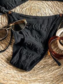 SHEIN Swim Mod Bộ bikini gợi cảm thời trang Xuân/Hè 2026, có đệm nâng ngực, dành cho vòng một nhỏ, dây đeo chéo phía sau, đồ bơi đi biển. - Nhiều màu - Xem 5