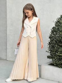 Firerie Kids Firerie Kids Conjunto informal de top sin mangas y pantalones largos para niña - Albaricoque - Ver 4