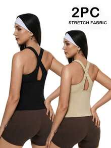 Eassivo Women Sports Tees & Tanks - Black and White - View 1