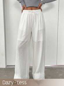 Dazy-Less Pantalones blancos para mujer de estilo casual, apropiados para primavera y verano, festivales de música, Día de San Valentín y vacaciones en la playa - Blanco - Ver 1