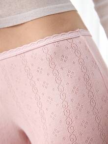 Ocili 100% Cotton Textured Comfortable Women's Boyshort Panties, INS Casual Y2K Easy Comfort Chic Autumn - Coral Pink - View 4