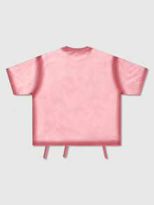 2026 Men's Casual Fashion Short Sleeve T-Shirt, Distressed Artistic Design, Summer Street Style Round Neck Tee For Women - Pink - View 2