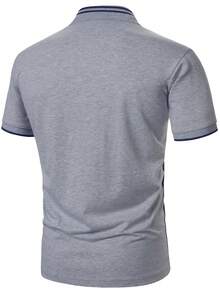 Calvornis Men's Colorblock Casual Short Sleeve Formal Polo Shirt, Ceremony - Multicolor - View 2
