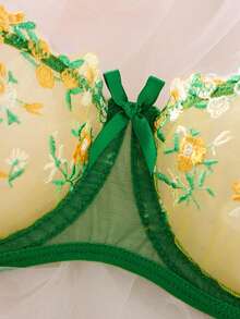 2pcs/Set Pink Romantic Cute Sexy Lingerie Set - Olive Green - View 5