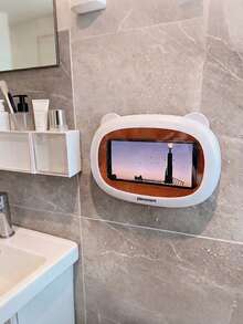 Zazumi 1Pc/2Pcs Waterproof Sealed Structure, Cartoon Pattern, Bathroom Phone Holder Case, For Shower Bath Daily Use, Wall Mount Adhesive Stable Support Storage Box - Multicolor - View 9