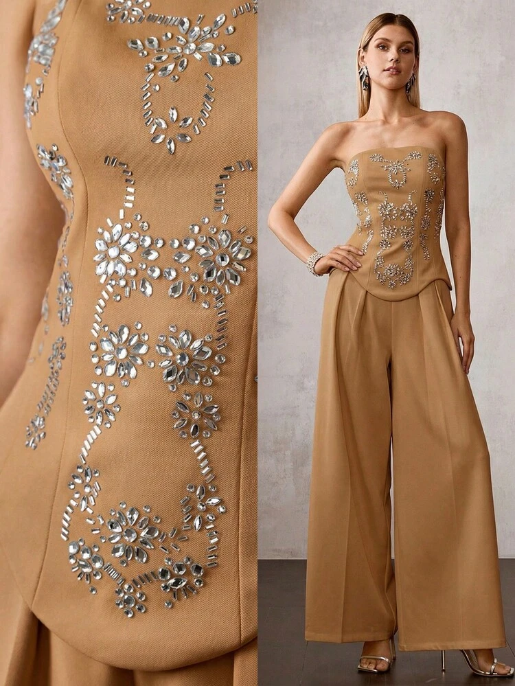 MOTF Soiréza WOMEN'S SPRING/SUMMER RHINESTONE EMBELLISHED JUMPSUIT