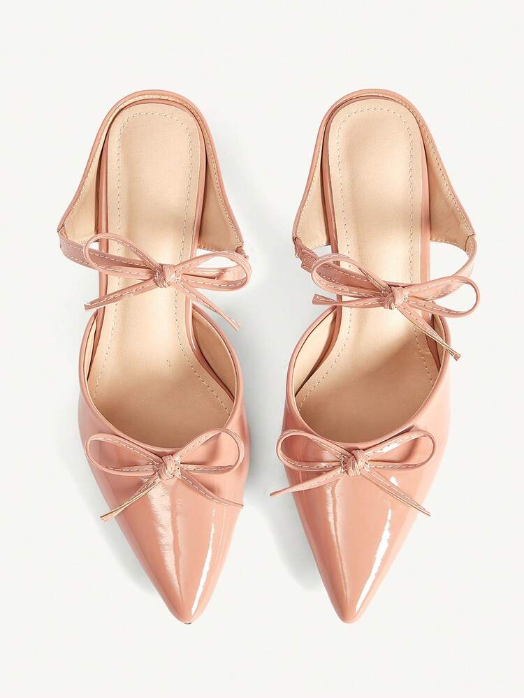 CUCCOO CHICEST French Pointed Toe Low Vamp High Heels Closed Toe Sandals Women's Kitten Heel Fashion Bow Thin Heel Buckle Sandals Backless Shoes