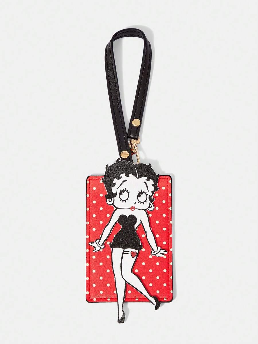 Betty Boop x SHEIN Túi đựng thẻ/thẻ có dây đeo in hình hoạt hình Betty Red chấm bi Love Babes. - Màu đỏ c - Xem 1
