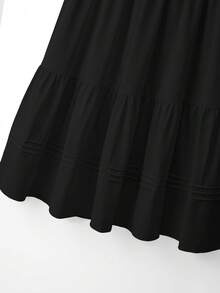 GlowEve CURVE Plus Size Elegant Solid Color Skirt, Summer Fall - Black - View 7