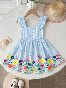 SHEIN 少女碎花吊带修身连衣裙 - 彩色 - 查看 4