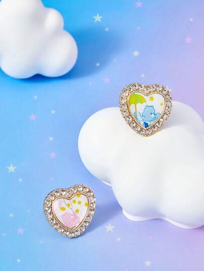 SHEIN X Care Bears Một đôi nhẫn hình gấu hoạt hình dễ thương mới, thiết kế độc quyền, cá tính, đơn giản và trang nhã, phù hợp cho mọi loại tiệc tùng, buổi hòa nhạc, lễ hội, là món quà tinh tế.