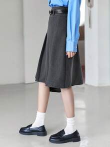 Dazy Tall 女士百褶迷你裙，休闲都市风及膝裙 - 灰色 - 查看 3