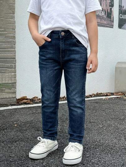 Pantalones vaqueros de Mezclilla Stretch para Niño corte Skinny: ¡Ajuste perfecto, cómodo y moderno para tu día a día!
