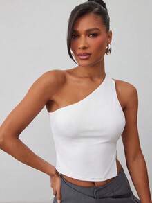 Hauture Blusa con diseño asimétrico y espalda descubierta - Blanco - Ver 4