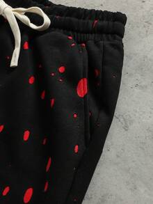 ROMWE MEN Essentials Pantalones cortos holgados con contraste de color quemado por láser para hombres - Negro - Ver 3