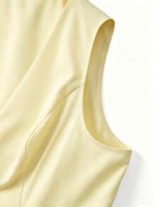 大码女式米黄色束腰背心，适合日常外出、约会、夏季轻薄西装背心、商务休闲复活节女式背心 - 黃色 - 查看 4
