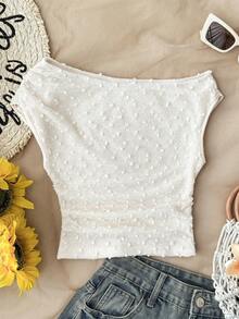 Áo tank top và áo camisole dệt kim màu nâu trơn, kiểu dáng bất đối xứng vai, dành cho bé gái tuổi teen, thích hợp cho các dịp thường ngày, trang trọng, dự tiệc, hẹn hò, họp mặt gia đình, lễ tốt nghiệp, du lịch. - Màu be - Xem 3