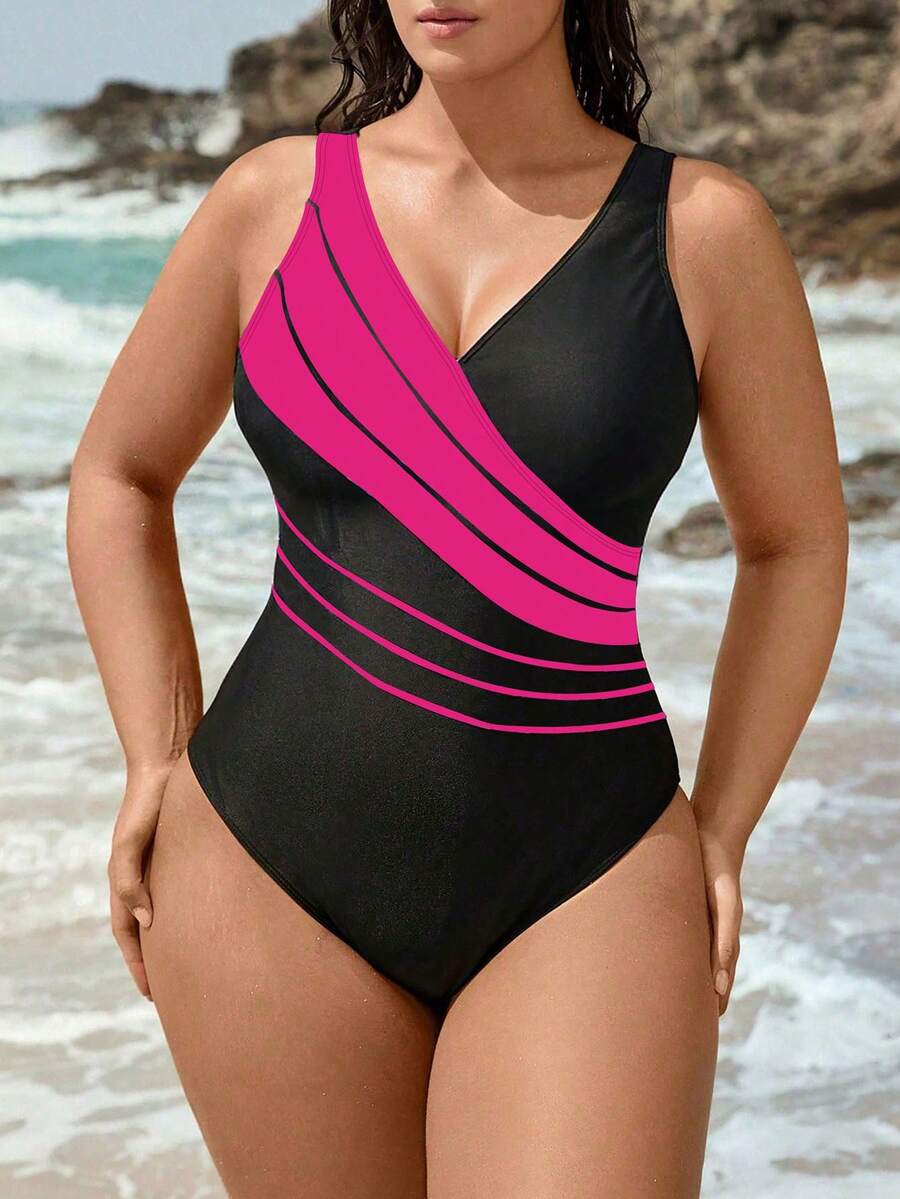 Swim SPRTY Bộ đồ bơi liền thân in họa tiết dành cho nữ cỡ lớn, dây đeo dày, thích hợp cho kỳ nghỉ. - Nhiều màu - Xem 1