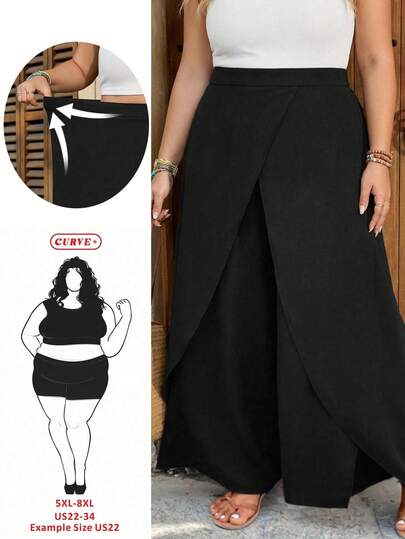 SHEIN CURVE+ Plus Size Women's Solid Color Basic Casual Pants, Business Casual Women, Women's Teacher Uniform