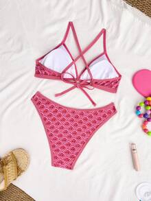 SHEIN Swim Vcay Bộ bikini tam giác phong cách retro ngọt ngào và quyến rũ mùa Xuân/Hè 2026, áo tắm hai mảnh cao cấp tối giản, buộc dây, dành cho vòng ngực nhỏ. - Nhiều màu - Xem 5
