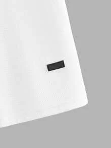 EASEVO Plus Size Men's Casual Loose Fit Short Sleeve White Plain Jacquard T-Shirt, Summer - White - View 7