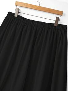 GlowEve CURVE Plus Size Elegant Solid Color Skirt, Summer Fall - Black - View 6