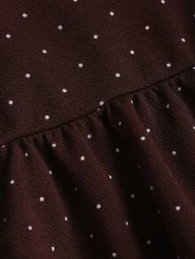 Sweetra Women's Polka Dot Print Ruffle Hem Backless Halter Neck Top - Coffee Brown - View 4