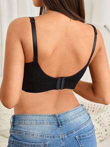 1件装无缝孕妇哺乳文胸，高弹力，柔软舒适，亲肤 - 黑色 - 查看 3
