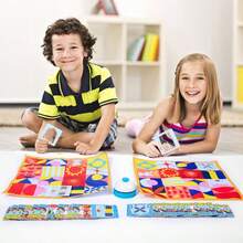 MINKOJA Tailor Master Children's Logic Matching Game, Educational Washable Fabric Puzzle Toy, Speed Competition Board Game With Signal Bell, Early Brain Training Cognitive Skill Toy, Tear-Resistant Geometric Patterns For Kids - Multicolor - View 3