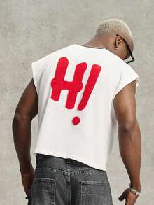 PAVTROS Men's Round Neck Letter Embroidered Vest, Suitable For Casual Daily Wear, Travel, Vacation, And Sports, Holiday - White - View 5
