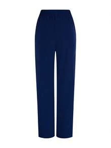 TaskEZ Solid Color Patchwork V-Neck Short Sleeve Top And Pants Scrub Uniform Set - Navy Blue - View 7