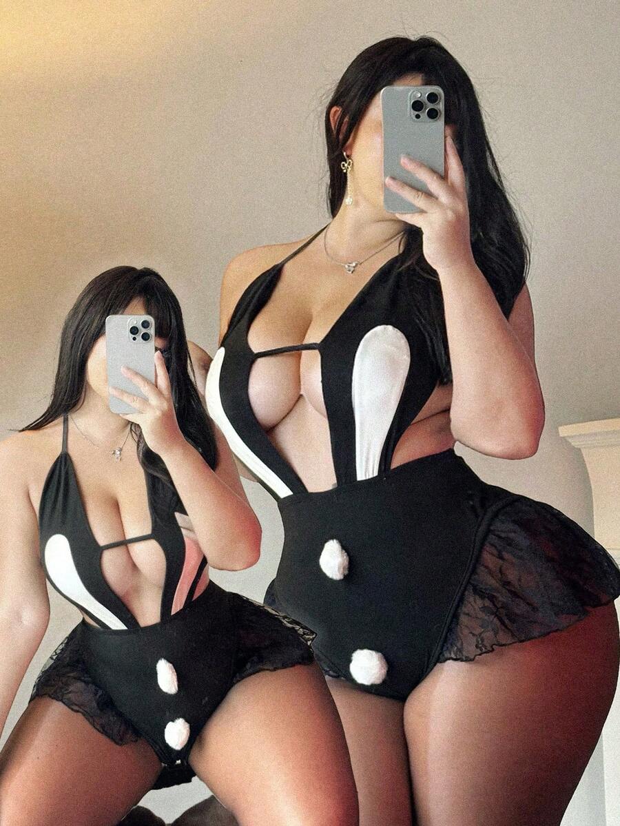 Vibekara Mono de conejita sexy - Negro - Ver 1