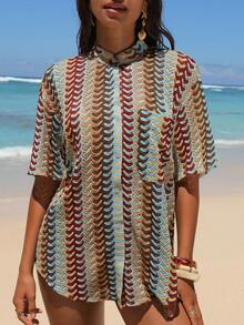 Swim Vcay 女士度假条纹系带时尚衬衫 - 彩色 - 查看 14