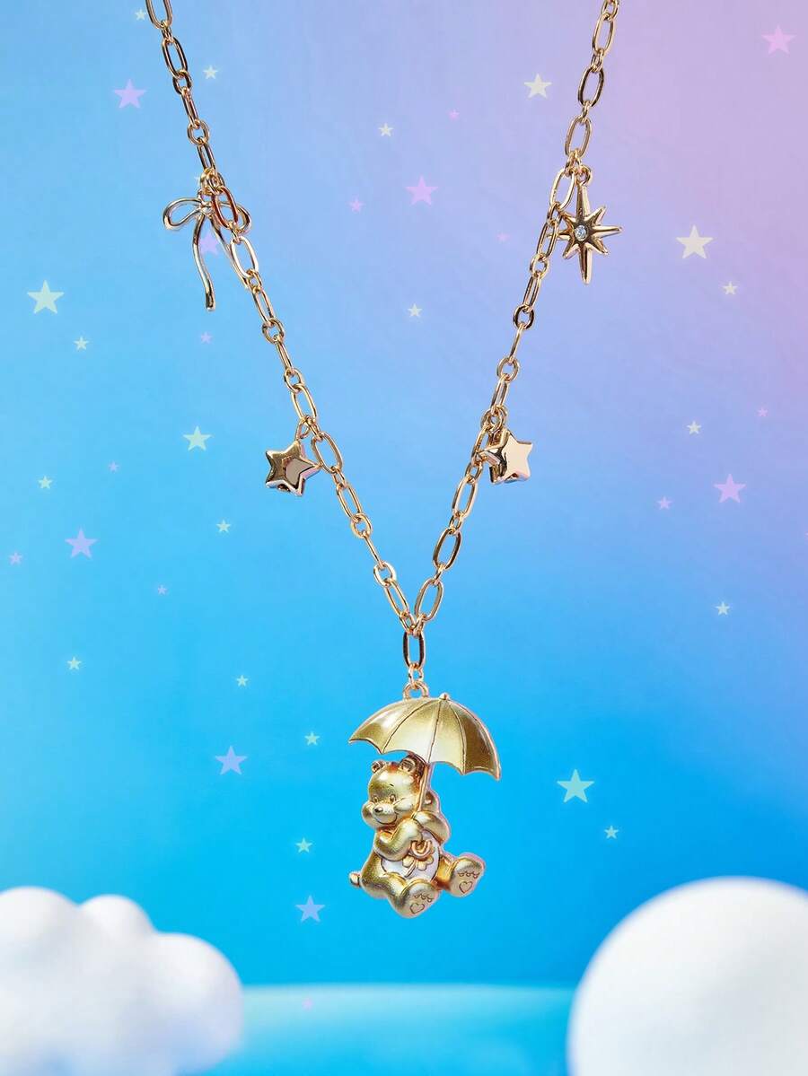 SHEIN X Care Bears 1 chiếc mặt dây chuyền hình gấu hoạt hình dễ thương, thiết kế độc đáo, mạ vàng, sang trọng, đơn giản và trang nhã, phù hợp cho nhiều bữa tiệc, buổi hòa nhạc và lễ hội, là món quà tinh tế. - Vàng - Xem 1