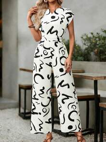 EMERY ROSE Women's Summer Casual All-Over Print Wide Leg Jumpsuit - Multicolor - View 5