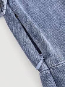Teenager Mädchen Y2K Chic Elegantes Vintage Quadratischer Ausschnitt Blaues Denim Kurzarm Crop Top und Baggy Weite Beine Jeans Zweiteiler Set, für Frühling Sommer, Lässig und Vielseitig für Mädchen Alltagskleidung und Streetwear Outfits, Denim Sommerkleidung, Elegante Festival Outfits, Abschluss, Schulanfang Urlaub - Mittele Waschung - Übersicht 6