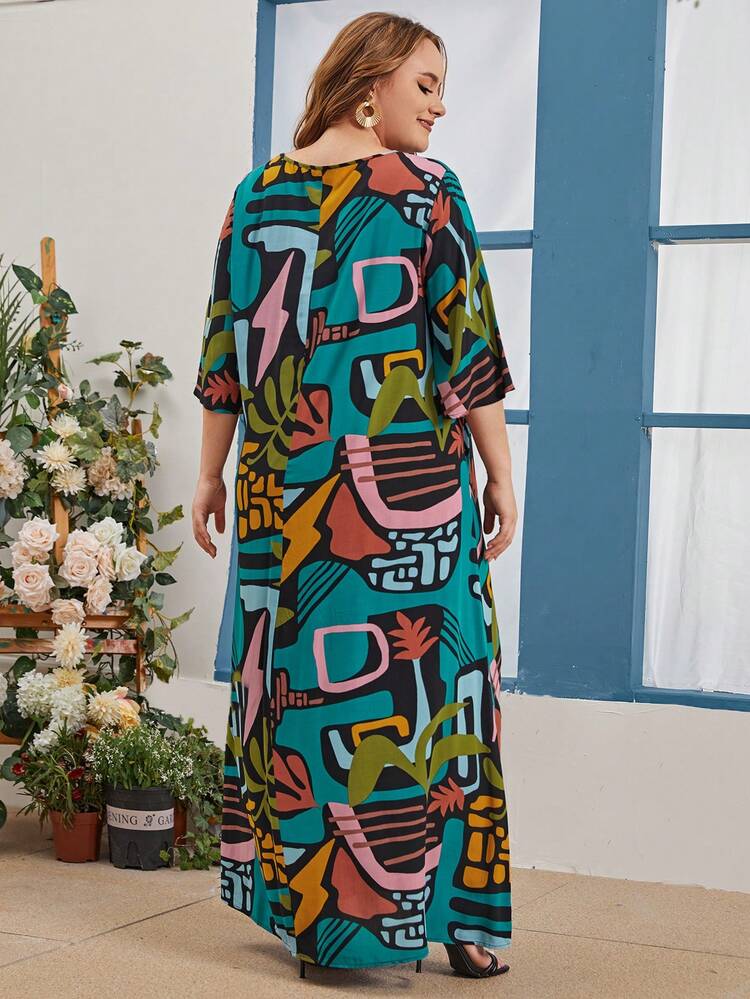 Plus Size Floral Print Dress