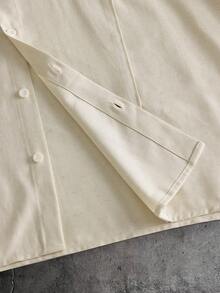 AXEPEAK Men's Solid Color Short Sleeve Single-Breasted Shirt And Pants Casual Suit - Beige - View 6