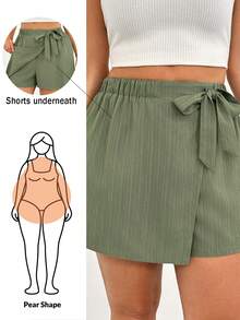 Shapeblank Váy xanh lá cây phối quần short bên trong, chất liệu vải dệt họa tiết, thời trang xuân/hè dành cho nữ, kiểu dáng thoải mái, rộng rãi, dễ mặc hàng ngày, đa năng, tôn dáng, chất liệu vải dệt họa tiết, thích hợp mặc hàng ngày. Váy ngắn mùa hè, trang phục đi nghỉ mát, phong cách đơn giản, phong cách mùa hè châu Âu. - màu xanh lá - Xem 1