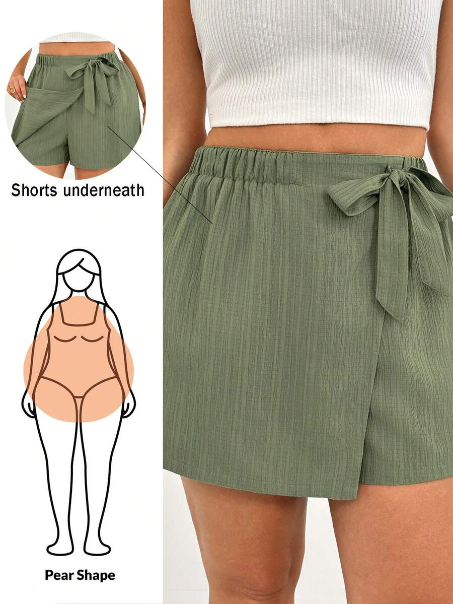 Shapeblank Váy xanh lá cây phối quần short bên trong, chất liệu vải dệt họa tiết, thời trang xuân/hè dành cho nữ, kiểu dáng thoải mái, rộng rãi, dễ mặc hàng ngày, đa năng, tôn dáng, chất liệu vải dệt họa tiết, thích hợp mặc hàng ngày. Váy ngắn mùa hè, trang phục đi nghỉ mát, phong cách đơn giản, phong cách mùa hè châu Âu. - màu xanh lá - Xem 1