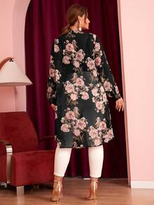 Mulvari Blusa de cuello alto con estampado floral irregular - Multicolor - Ver 3