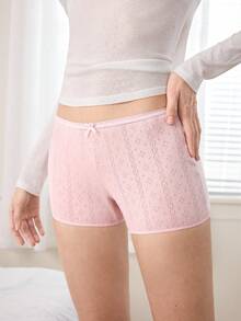 Ocili 100% Cotton Textured Comfortable Women's Boyshort Panties, INS Casual Y2K Easy Comfort Chic Autumn - Coral Pink - View 5