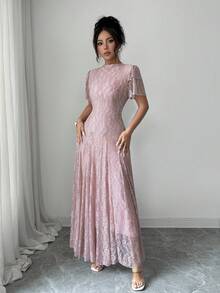 Modelyn Đầm nữ kiểu Pháp thiết kế cổ lửng, eo thắt, xẻ tà. - Bụi hồng - Xem 7