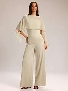 SHEIN BAE Women's Solid Color Casual Jumpsuit Pants For Daily Wear - Apricot - View 4